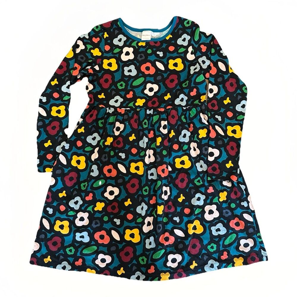 Hanna Andersson Size 12 Elizabeth Play Dress Navy Multi Floral Print Long Sleeve